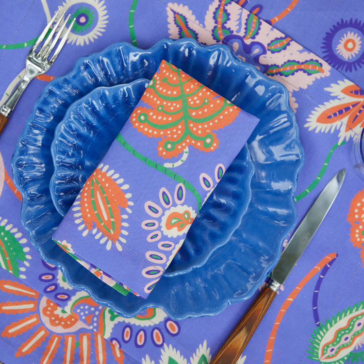 Mystical Garden Purple Linen Tablecloth