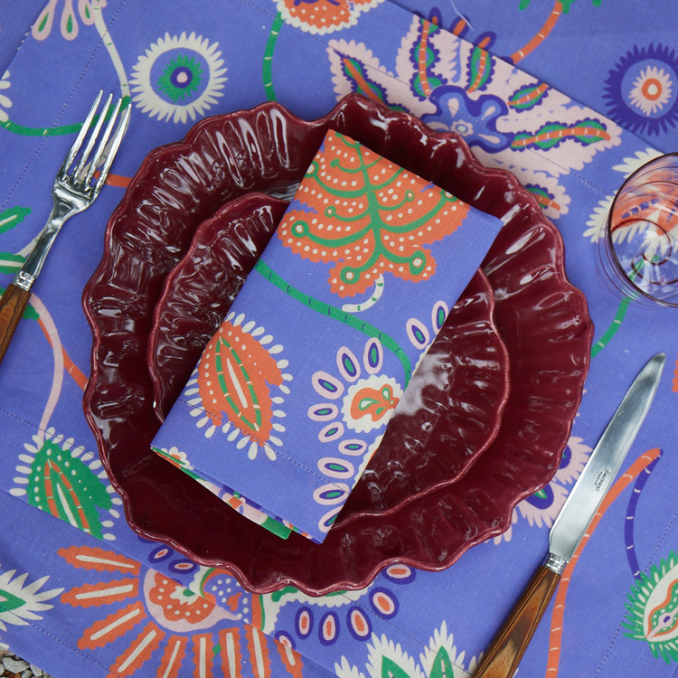 Set of 2 Mystical Garden Purple Linen Quilted Placemats