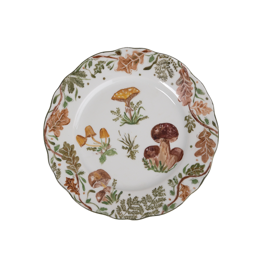 Mushroom Limoges Hand-Painted Dinner Plate