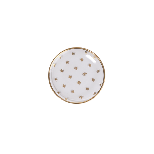 Stars Hand-Painted Gold Glass Bread Plate