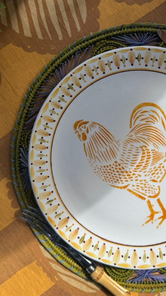 Rooster Hand-Painted Ceramic Dessert Plate