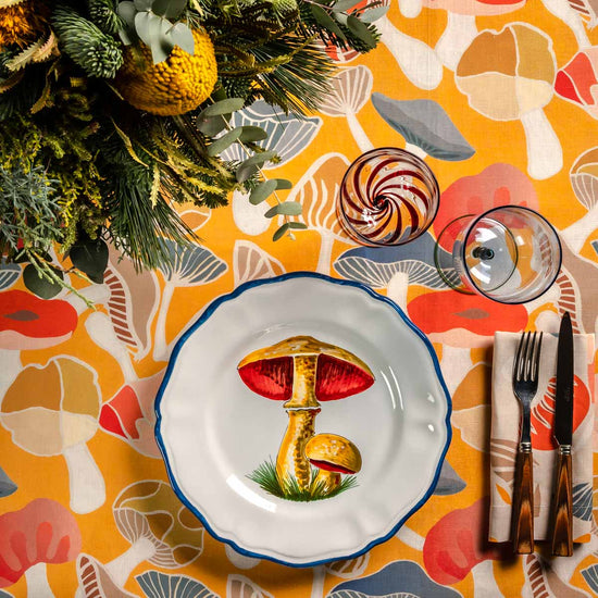 Mustard Yellow Mushroom Linen Napkins