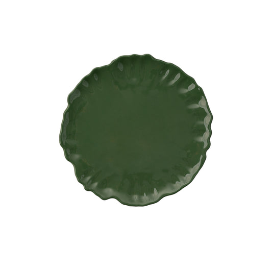 Green Flower Handmade Salad Plate