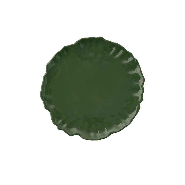 Green Flower Handmade Salad Plate