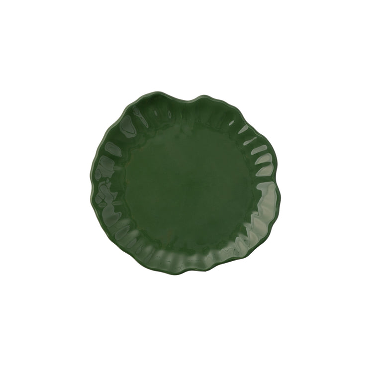 Green Flower Handmade Dessert Plate