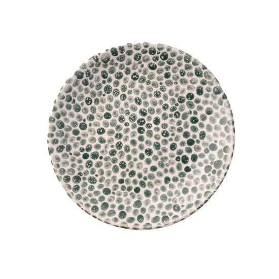 Hand-painted Green Dots Porcelain Plate