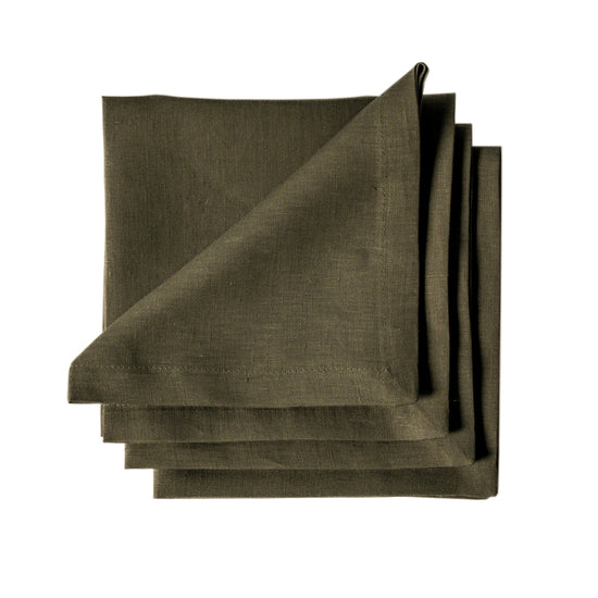 Dark Green Linen Napkins