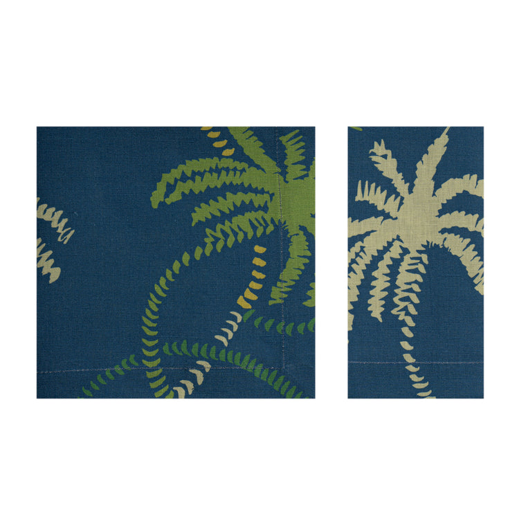 Blue Linen Napkin with palm trees