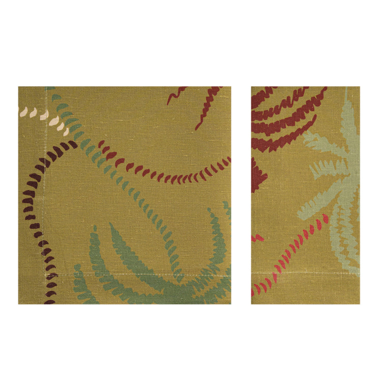 Olive Green Linen Napkin with palm trees