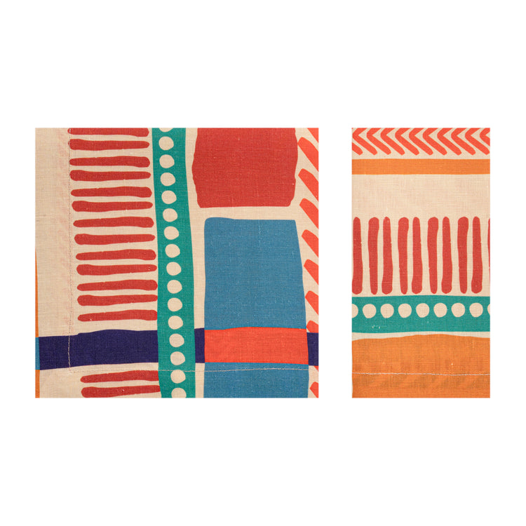 Beige Stamps Linen Napkin