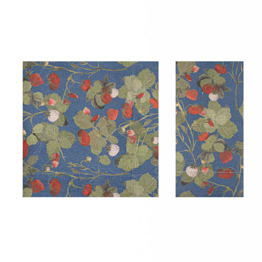 Blue Strawberries Linen Napkins