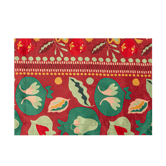Linen Placemat in a terracotta pomegranates pattern