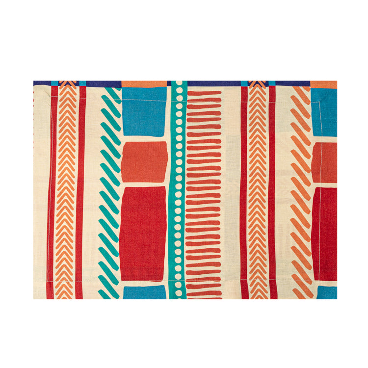 Linen Placemat in a beige stamps pattern