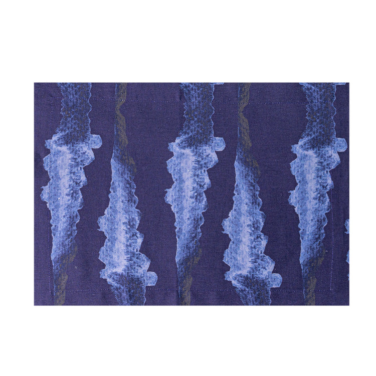 Linen Placemat in a midnight blue tie-dye pattern