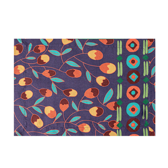 Linen Placemat in a purple floral pattern