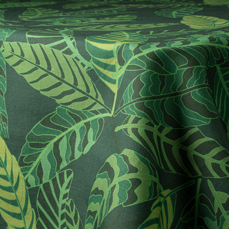 Green Botanical Garden Linen Tablecloth