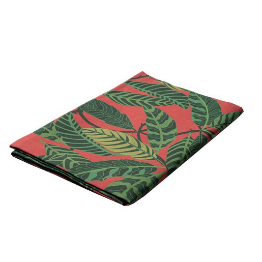 Red Botanical Garden Linen Tablecloth