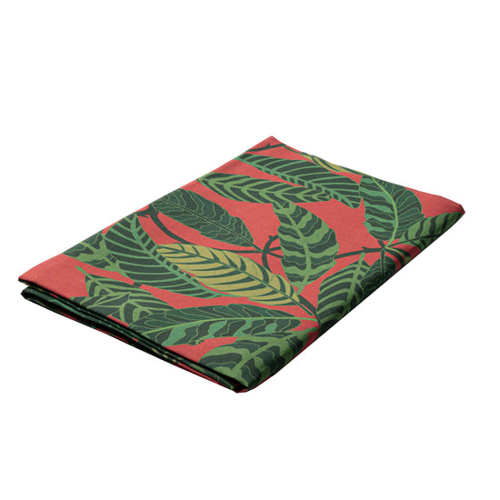 Red Botanical Garden Linen Tablecloth