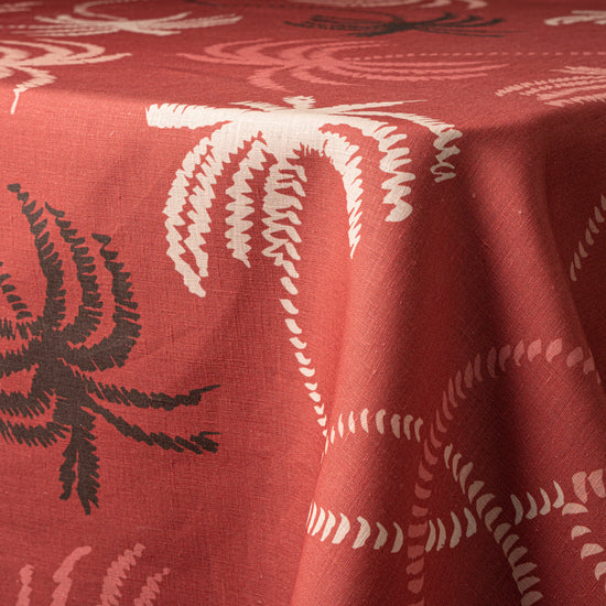 Red Palm Trees Linen Tablecloth