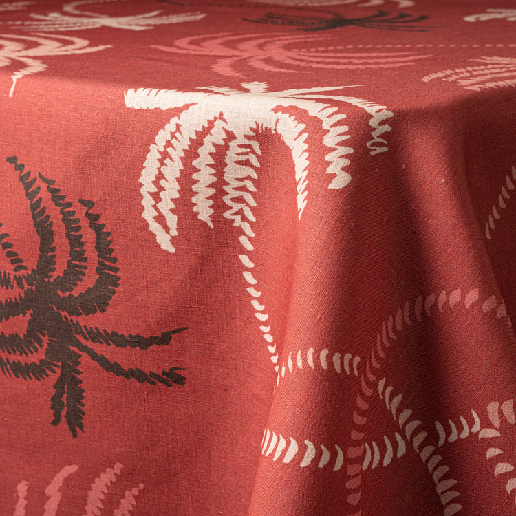 Red Palm Trees Linen Tablecloth