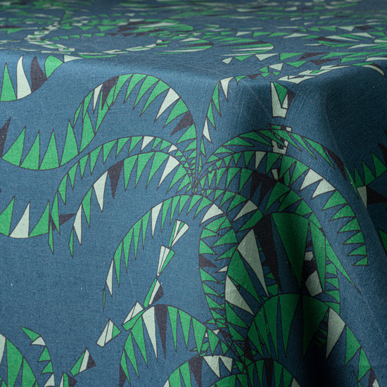 Blue Palm Trees Linen Tablecloth
