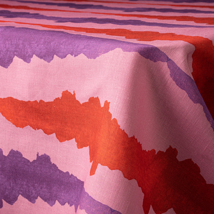Pink Tie-Dye  Linen Tablecloth