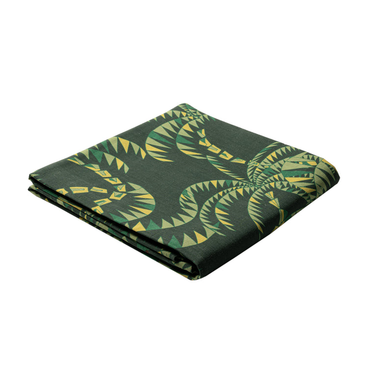 Dark Green Palm Trees Linen Tablecloth