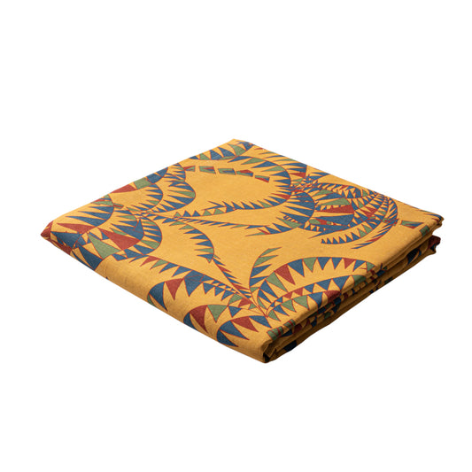 Mustard Yellow Palm Trees Linen Tablecloth