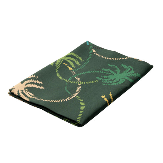 Dark Green Palm Trees Linen Tablecloth