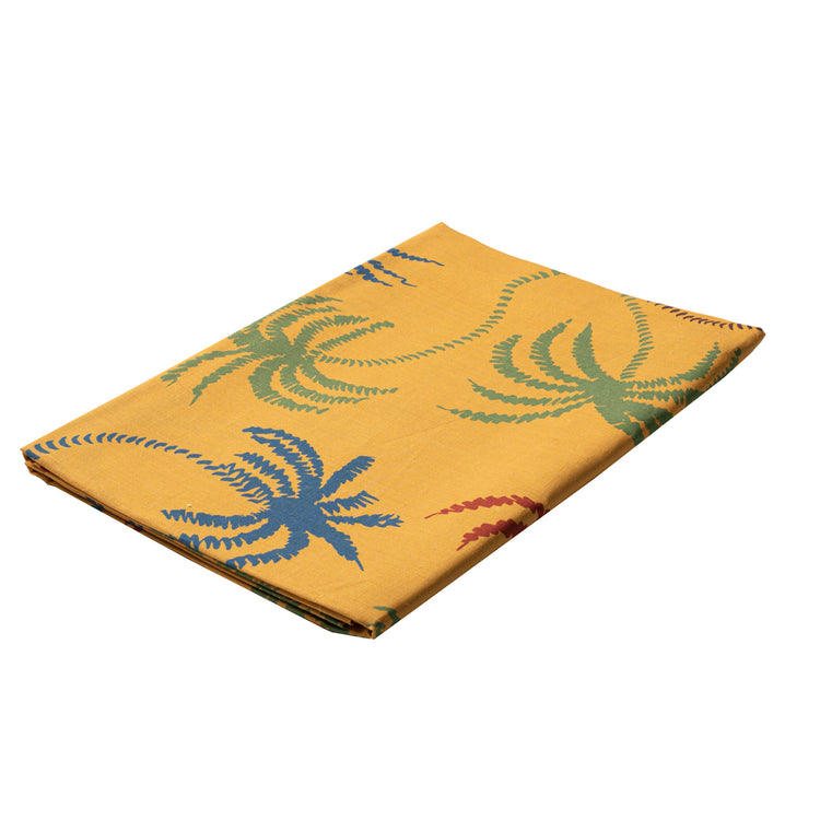 Mustard Yellow Palm Trees Linen Tablecloth