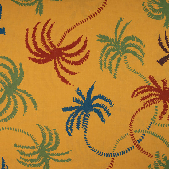 Mustard Yellow Palm Trees Linen Tablecloth