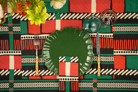 Green Stamps Linen Napkin