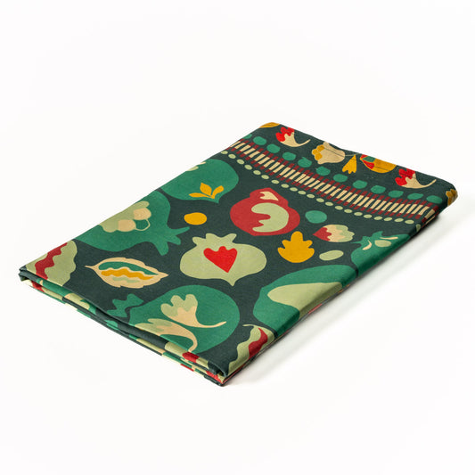 Green Pomegranates Linen Tablecloth