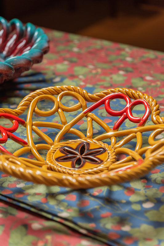 Yellow Flower Ceramic Basket