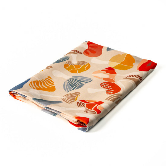 White Linen Tablecloth with mushrooms