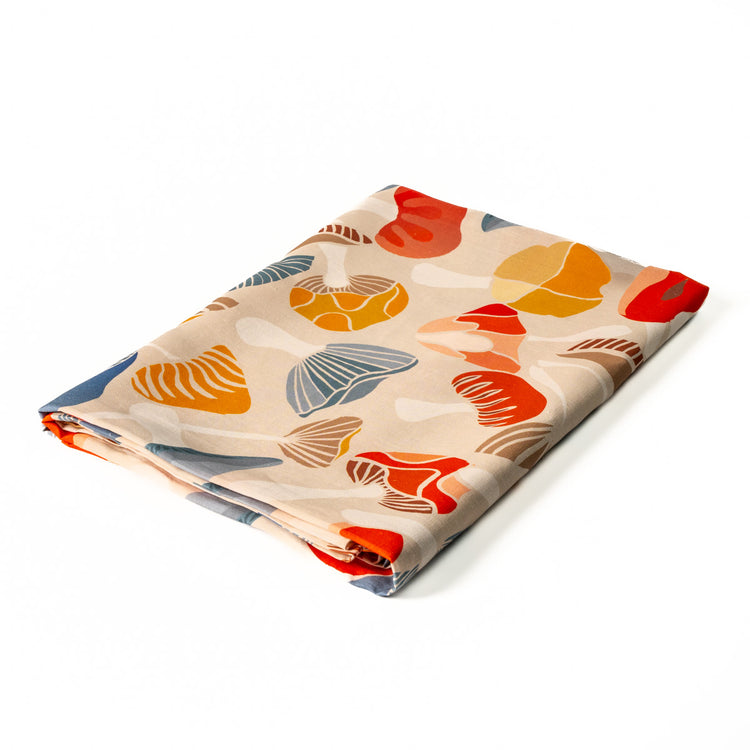 White Linen Tablecloth with mushrooms