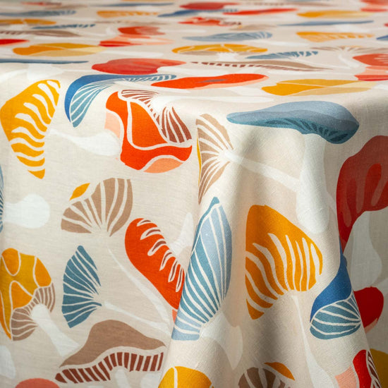 White Linen Tablecloth with mushrooms