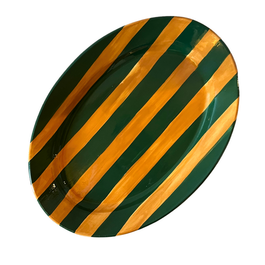 Stripe Mustard/Green Platter Big