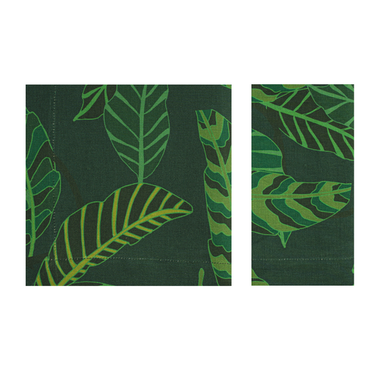 Green Linen Napkins with green leaves