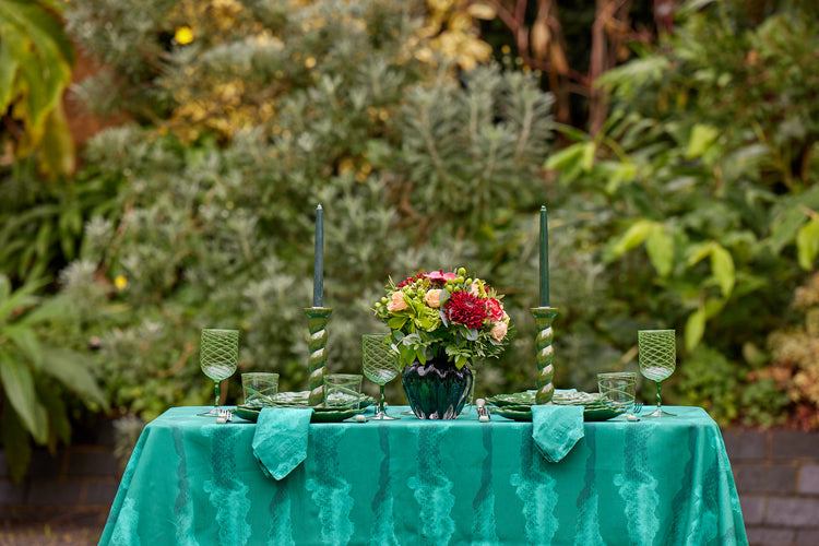 Tie-Dye Green Linen Tablecloth