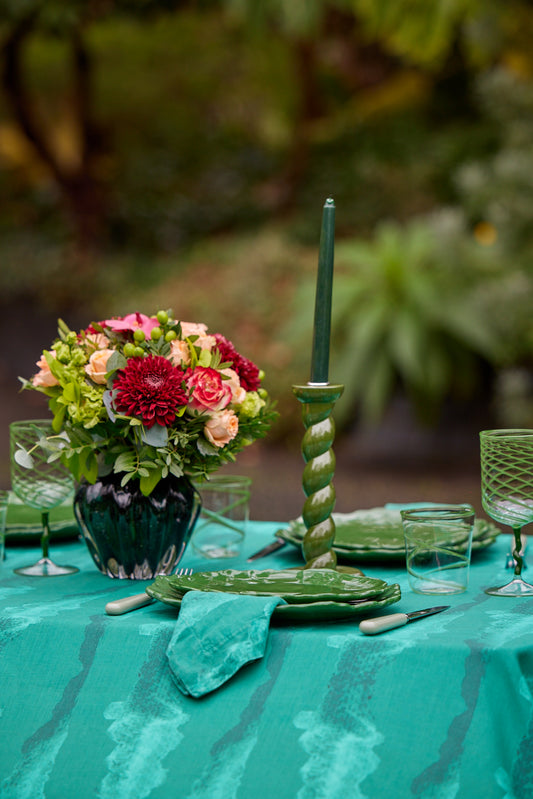 Green Flower Handmade Dinner Plate