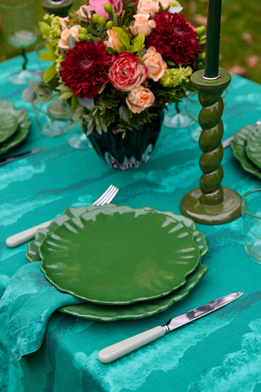 Green Flower Handmade Dinner Plate