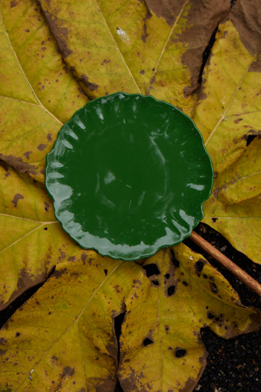 Green Flower Handmade Dessert Plate