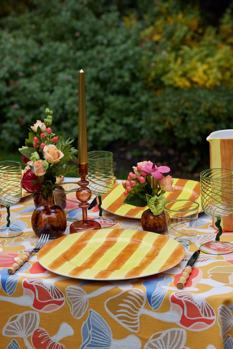 Yellow Hand-Painted Ceramic Dinner Plate