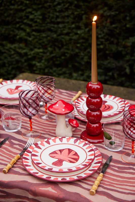 Bordeaux Mushroom Hand-Painted Ceramic Dessert Plate