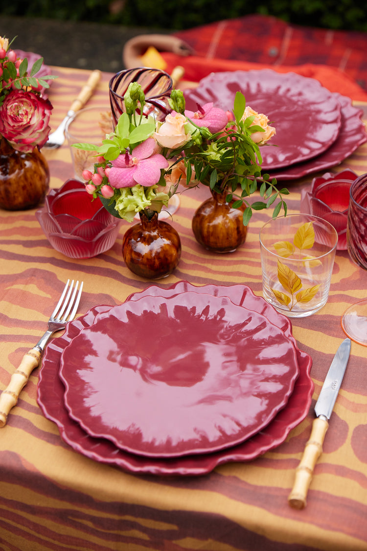 Animal Print Yellow Linen Tablecloth