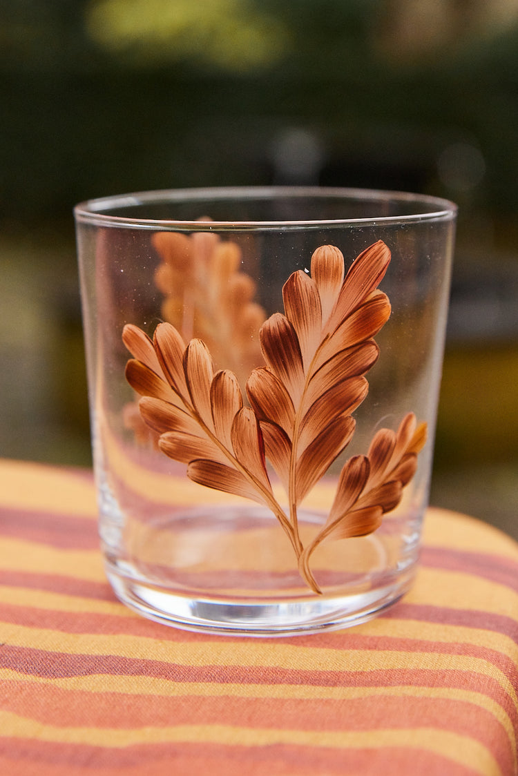 Set of 4 Leaves Hand-Painted Tumbler Glasses