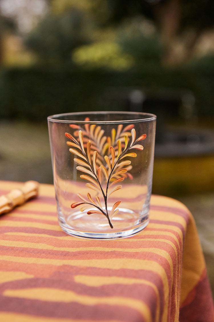 Set of 4 Leaves Hand-Painted Tumbler Glasses