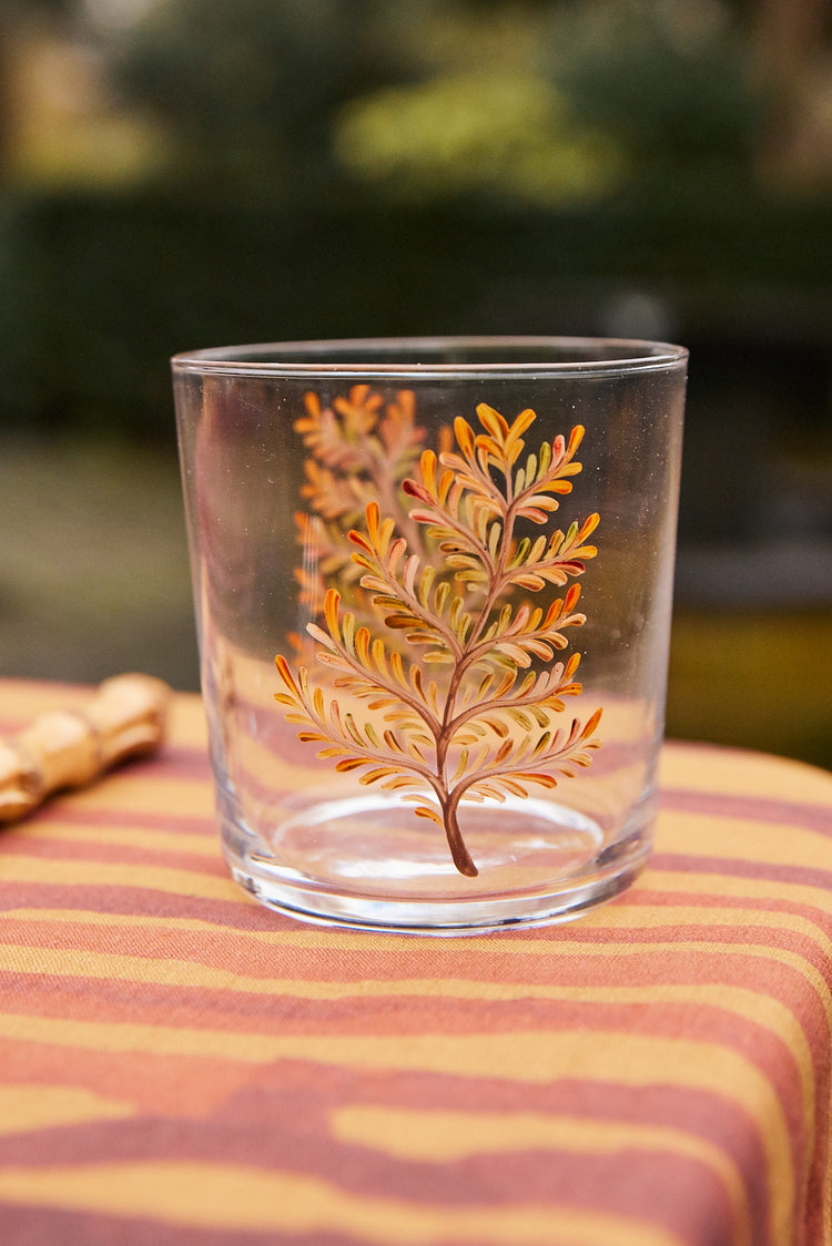 Set of 4 Leaves Hand-Painted Tumbler Glasses