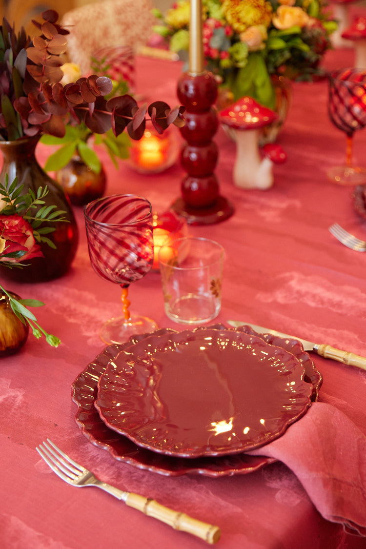 Bordeaux Flower Handmade Salad Plate